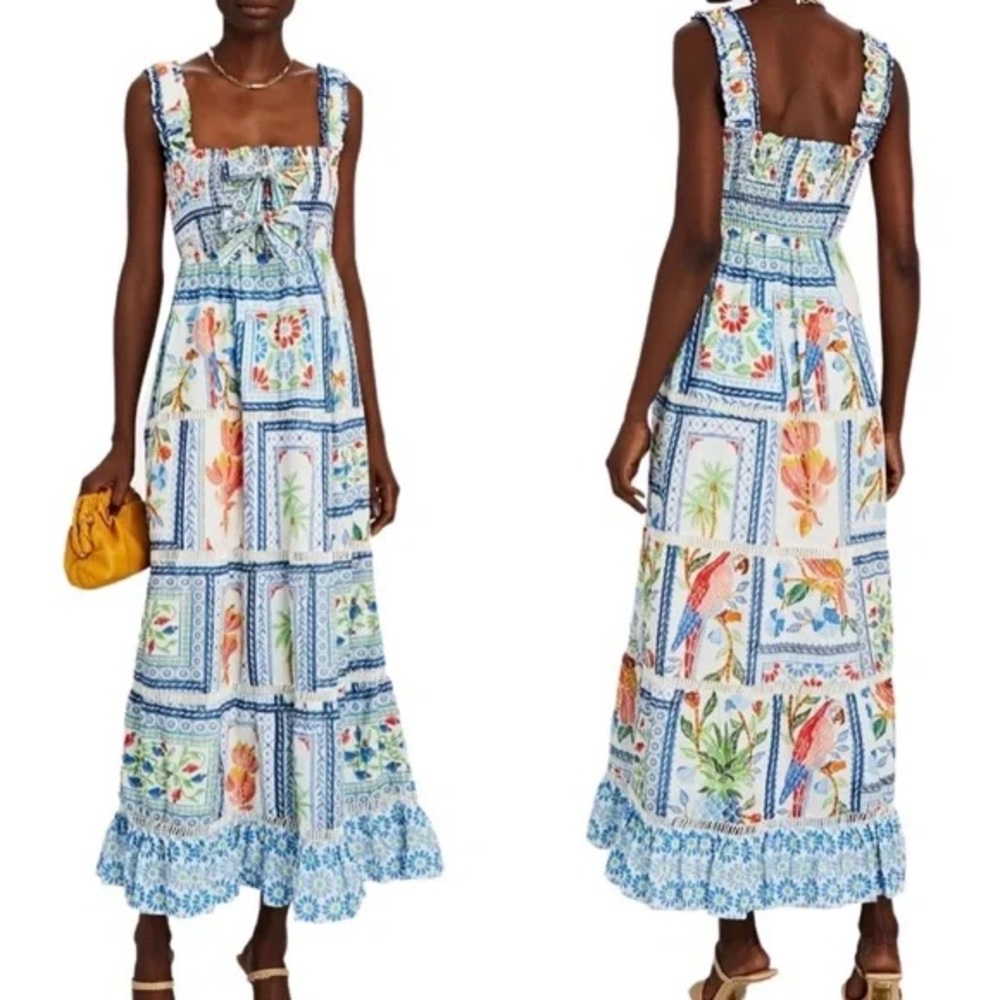 Farm Rio tile print maxi dress. NWOT.